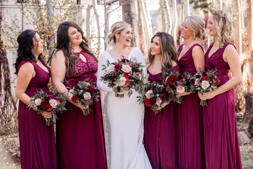 Burgundy and pink wedding in Lake Tahoe
