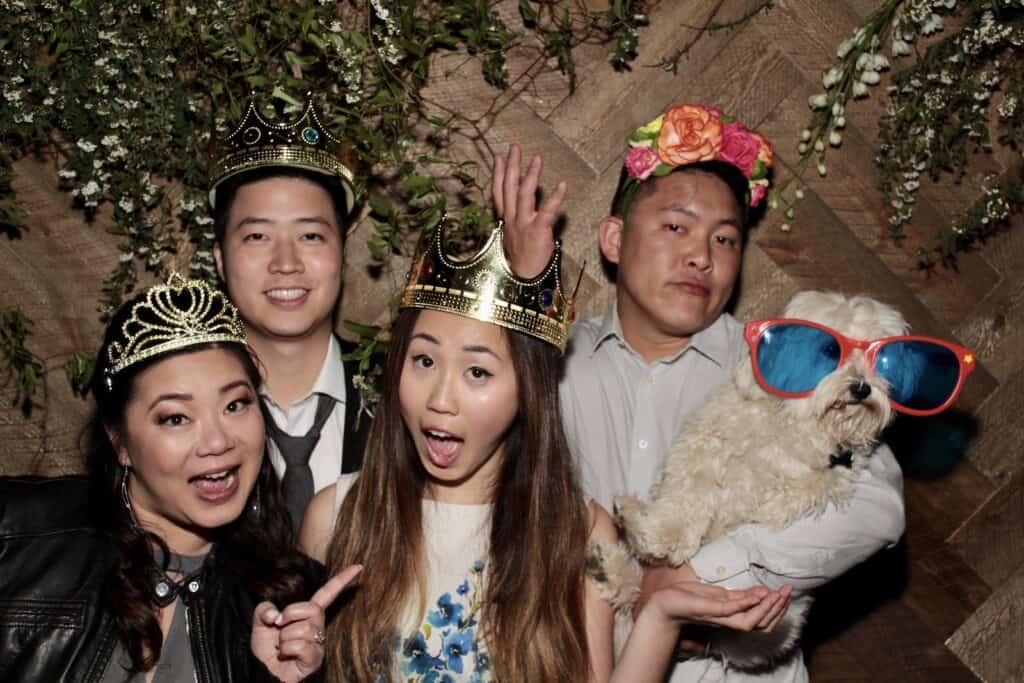 Dog in the wedding photo booth